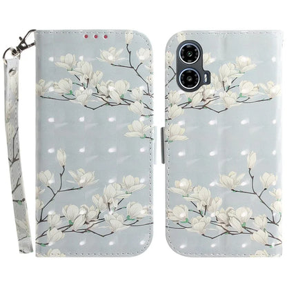 For Motorola Moto G34 5G Leather Case 3D Pattern Card Slots Phone Cover