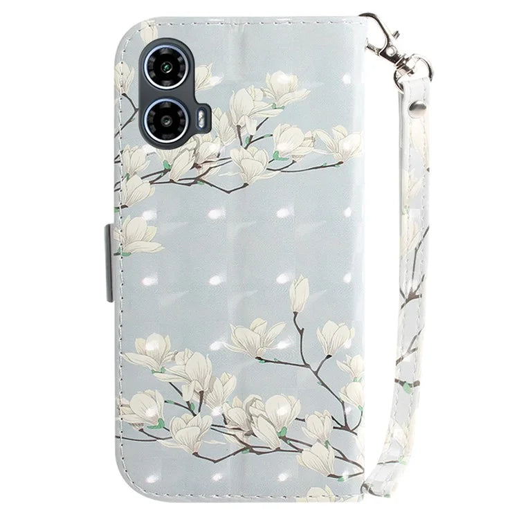 For Motorola Moto G34 5G Leather Case 3D Pattern Card Slots Phone Cover