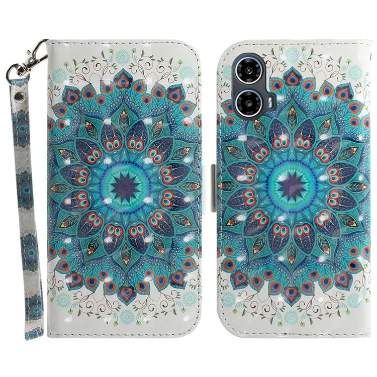 For Motorola Moto G34 5G Leather Case 3D Pattern Card Slots Phone Cover