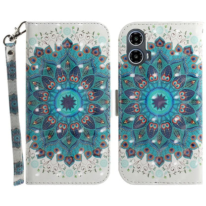For Motorola Moto G34 5G Leather Case 3D Pattern Card Slots Phone Cover