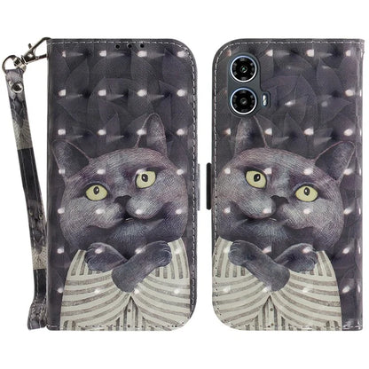 For Motorola Moto G34 5G Leather Case 3D Pattern Card Slots Phone Cover