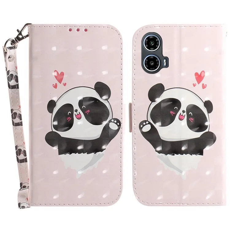 For Motorola Moto G34 5G Leather Case 3D Pattern Card Slots Phone Cover