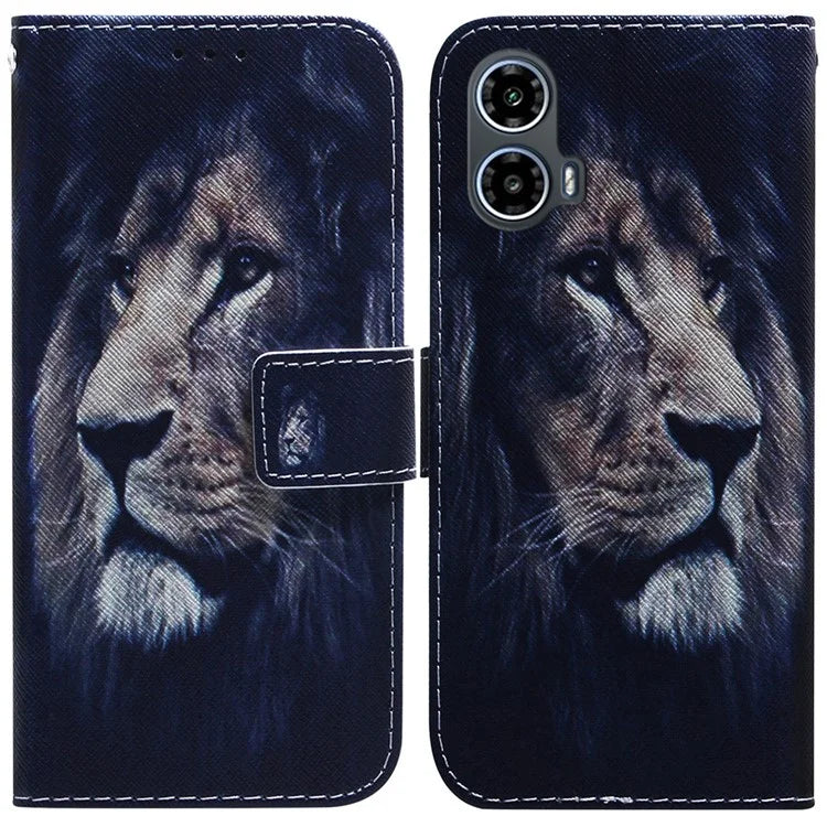 For Motorola Moto G34 5G Case Phone Leather Cover Pattern Printing