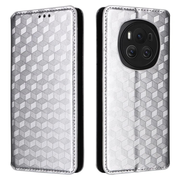 For Honor Magic6 5G Wallet Case Rhombus Imprinted Leather Phone Cover