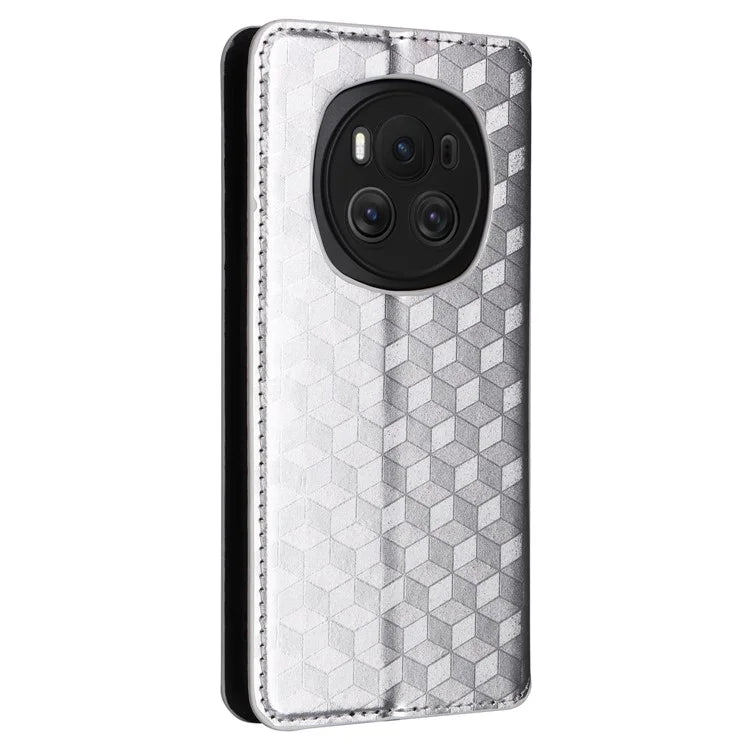 For Honor Magic6 5G Wallet Case Rhombus Imprinted Leather Phone Cover
