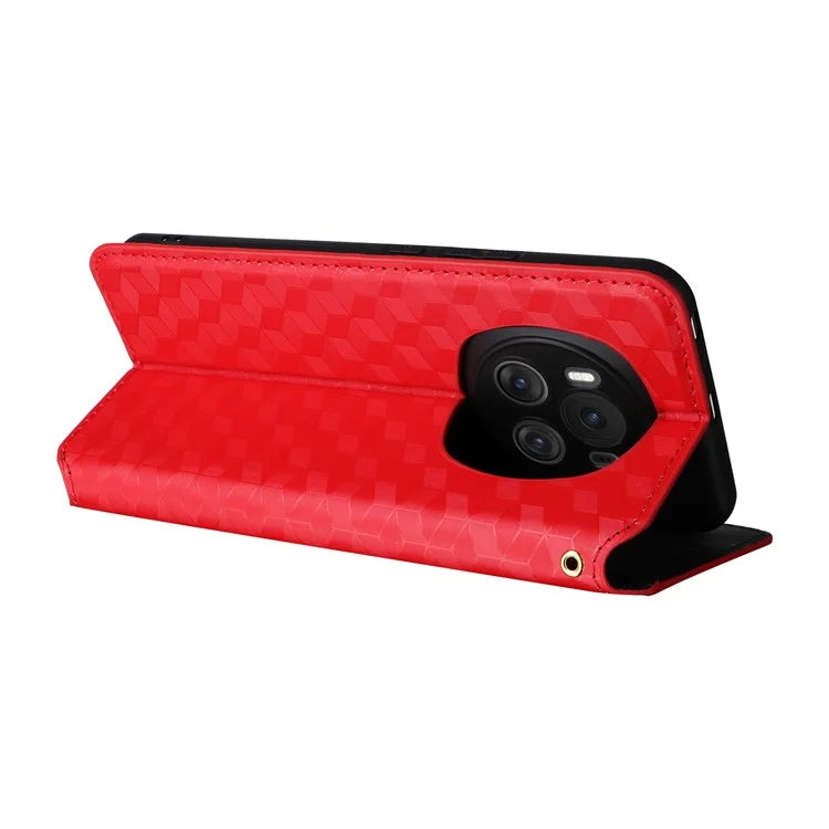 For Honor Magic6 5G Wallet Case Rhombus Imprinted Leather Phone Cover