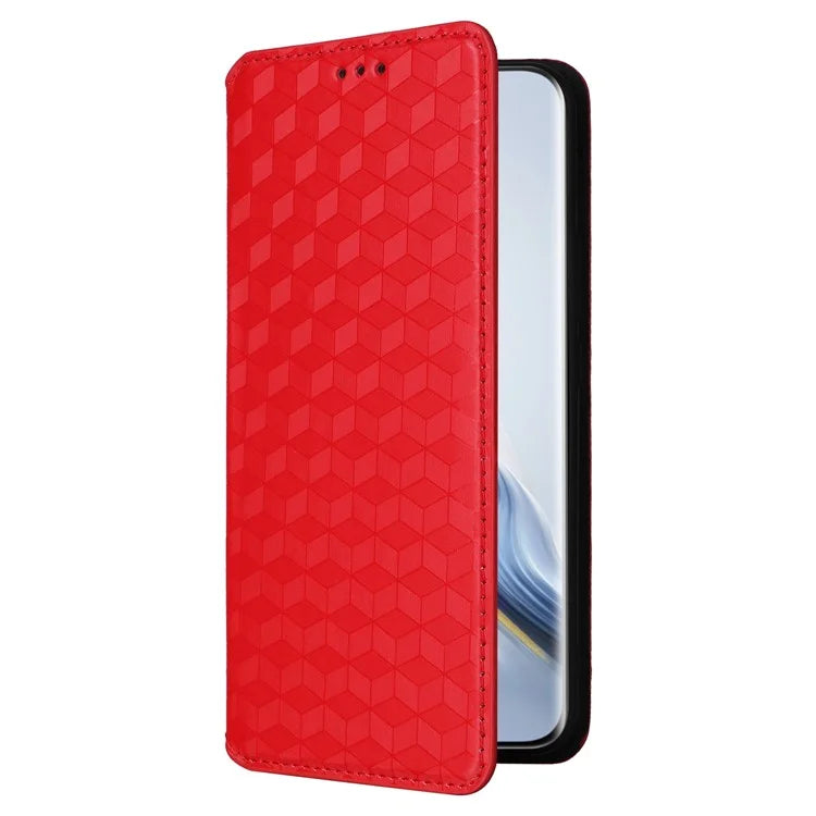 For Honor Magic6 5G Wallet Case Rhombus Imprinted Leather Phone Cover