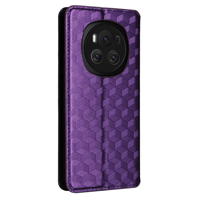 For Honor Magic6 5G Wallet Case Rhombus Imprinted Leather Phone Cover