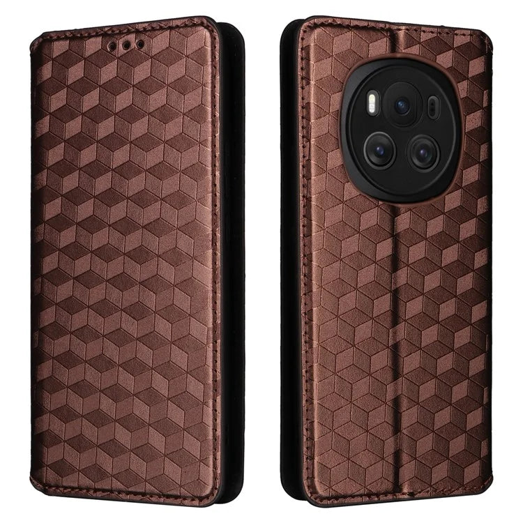 For Honor Magic6 5G Wallet Case Rhombus Imprinted Leather Phone Cover