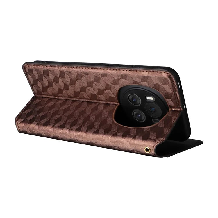 For Honor Magic6 5G Wallet Case Rhombus Imprinted Leather Phone Cover