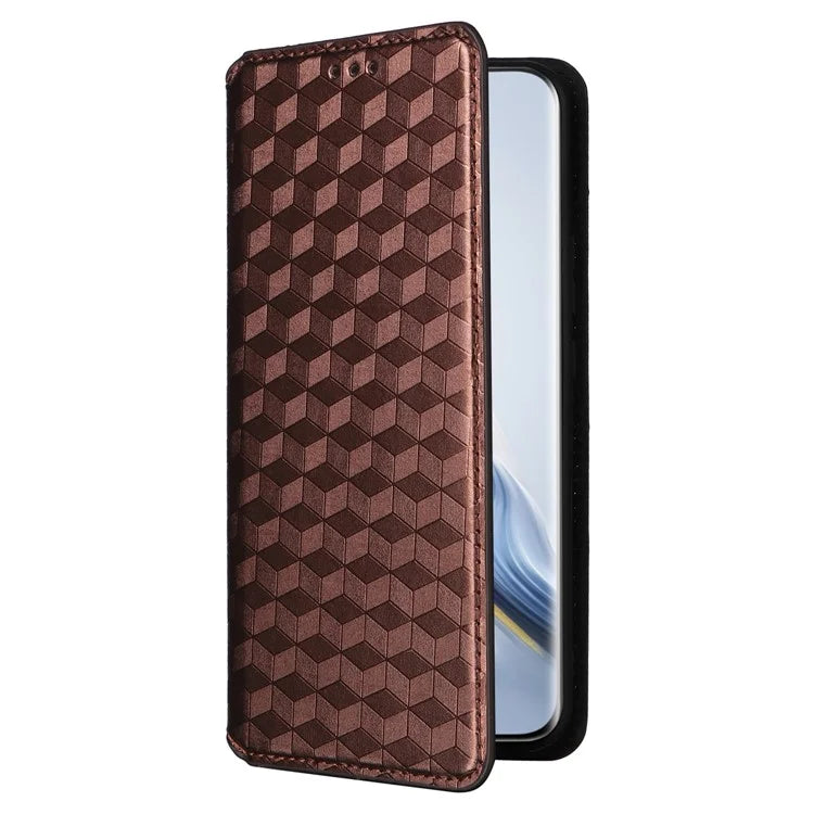 For Honor Magic6 5G Wallet Case Rhombus Imprinted Leather Phone Cover