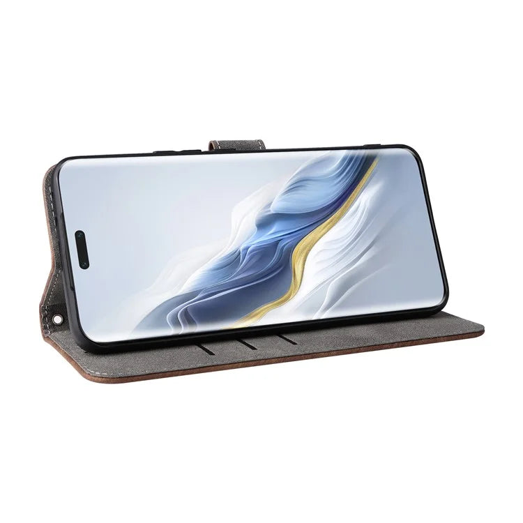 For Honor Magic6 Pro 5G Case RFID Blocking PU Leather Wallet Phone Cover