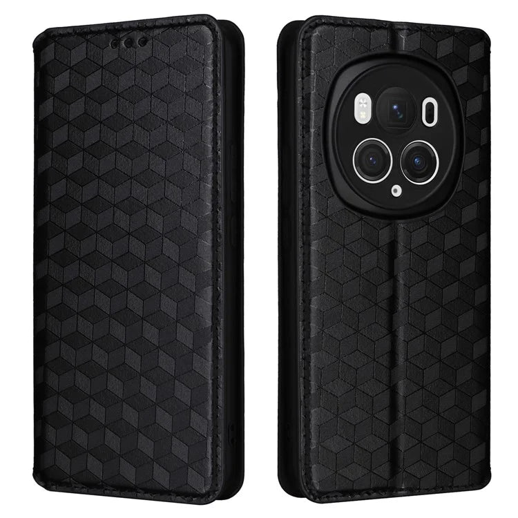 For Honor Magic6 Pro 5G Case Rhombus Imprinted Leather Flip Phone Case