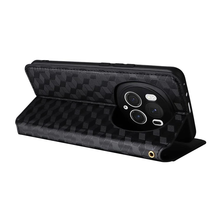For Honor Magic6 Pro 5G Case Rhombus Imprinted Leather Flip Phone Case
