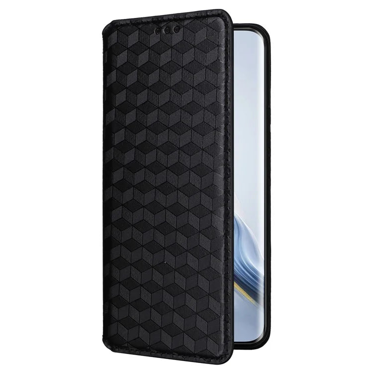 For Honor Magic6 Pro 5G Case Rhombus Imprinted Leather Flip Phone Case