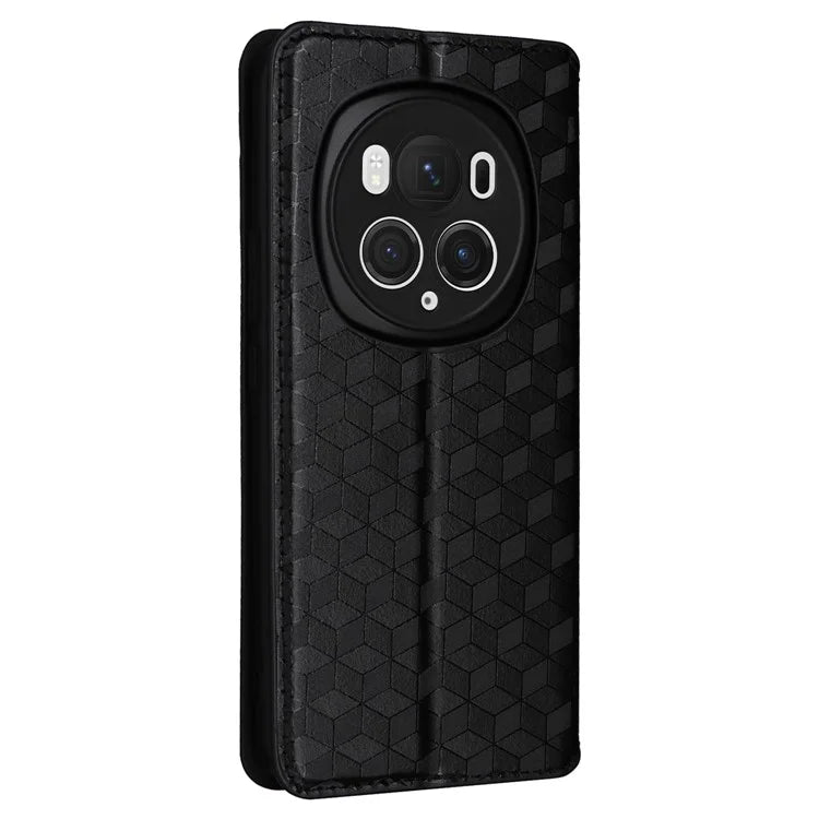For Honor Magic6 Pro 5G Case Rhombus Imprinted Leather Flip Phone Case