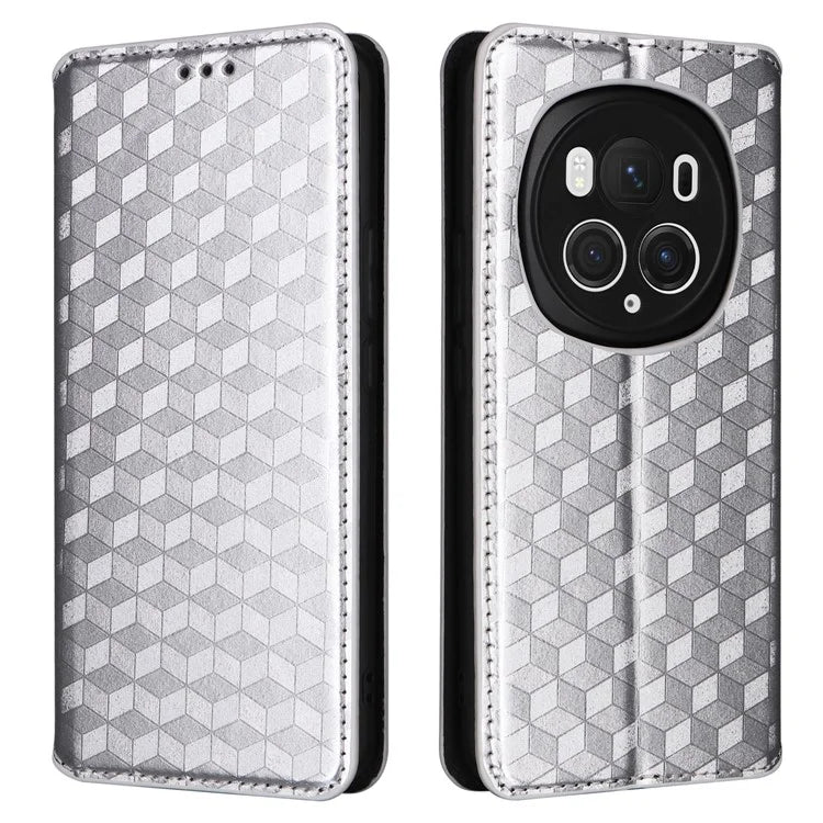 For Honor Magic6 Pro 5G Case Rhombus Imprinted Leather Flip Phone Case