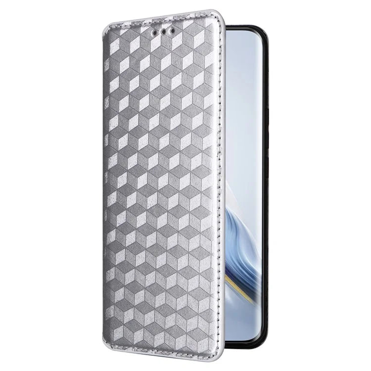 For Honor Magic6 Pro 5G Case Rhombus Imprinted Leather Flip Phone Case