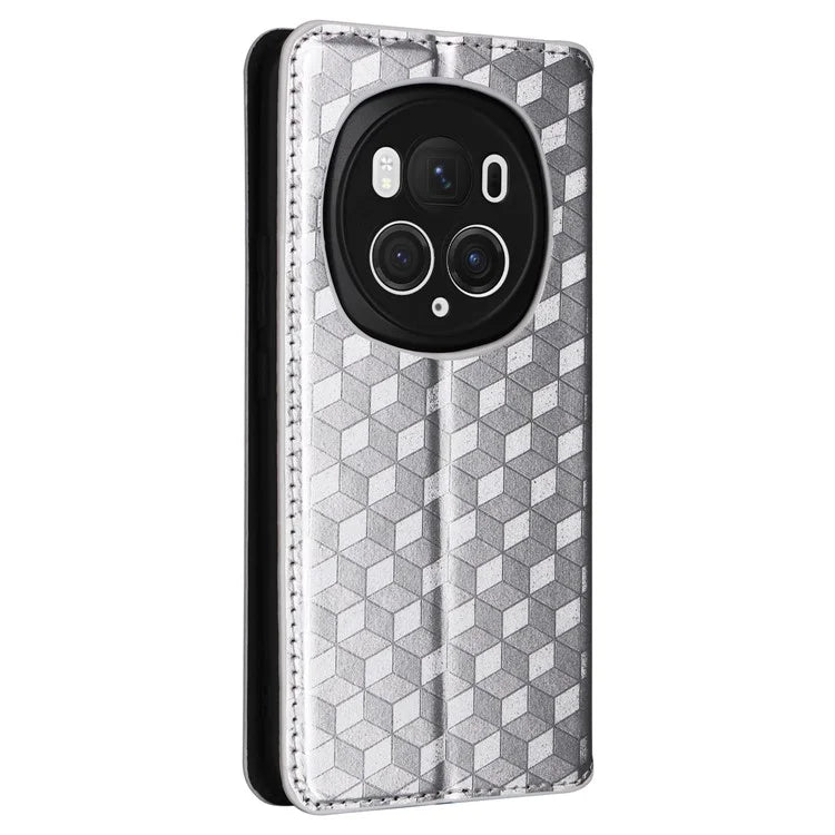 For Honor Magic6 Pro 5G Case Rhombus Imprinted Leather Flip Phone Case