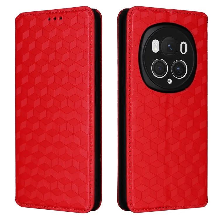 For Honor Magic6 Pro 5G Case Rhombus Imprinted Leather Flip Phone Case
