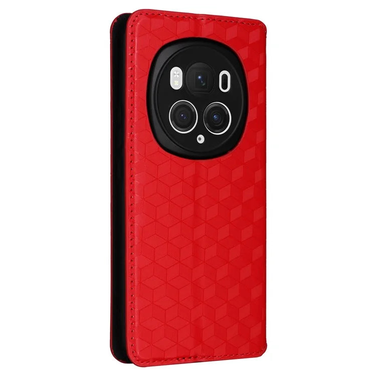 For Honor Magic6 Pro 5G Case Rhombus Imprinted Leather Flip Phone Case