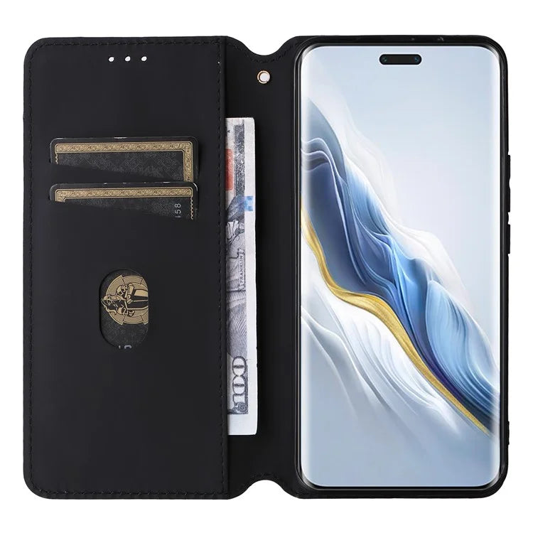 For Honor Magic6 Pro 5G Case Rhombus Imprinted Leather Flip Phone Case