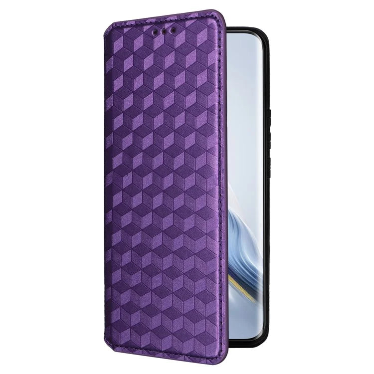 For Honor Magic6 Pro 5G Case Rhombus Imprinted Leather Flip Phone Case