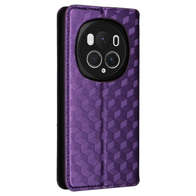 For Honor Magic6 Pro 5G Case Rhombus Imprinted Leather Flip Phone Case