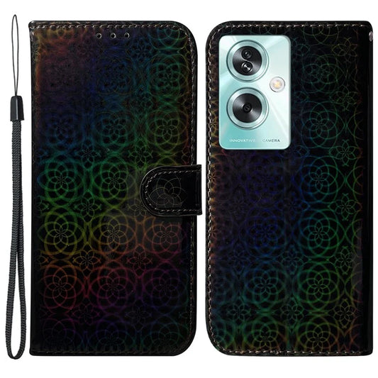 For Oppo A79 5G / A2 5G Magnetic Case Solid Color Dazzling Flower Cover with Wrist Strap