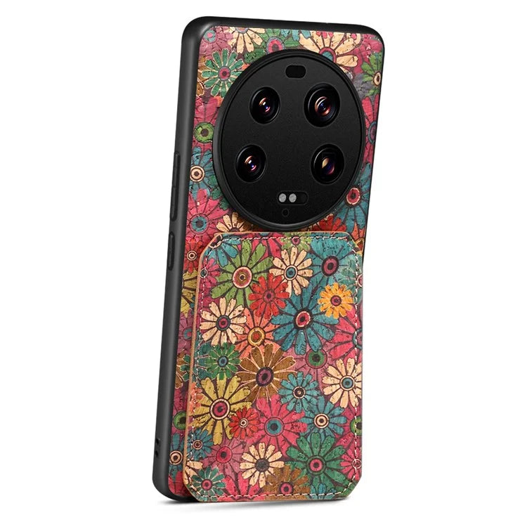 For Xiaomi 13 Ultra Flower Phone Case Card Holder Kickstand Cover