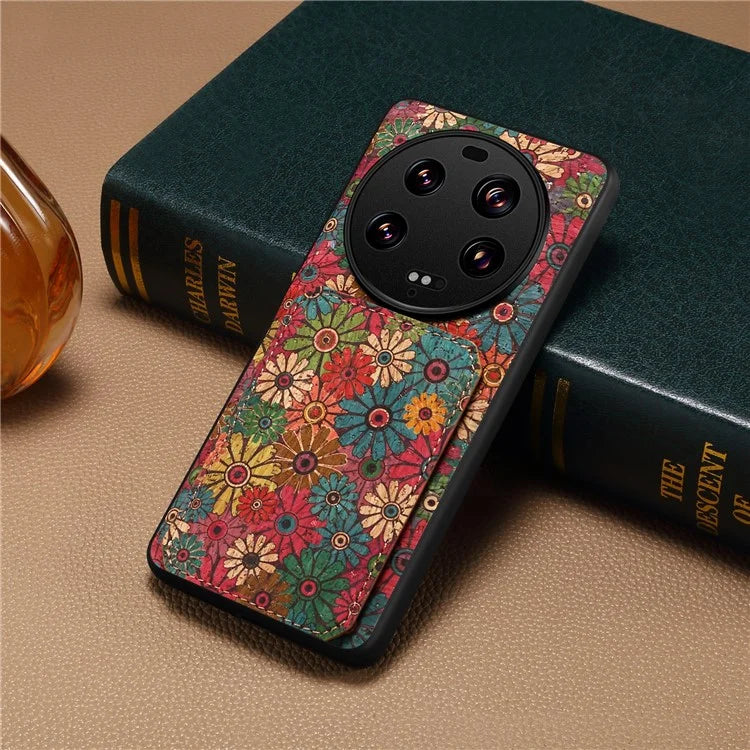 For Xiaomi 13 Ultra Flower Phone Case Card Holder Kickstand Cover