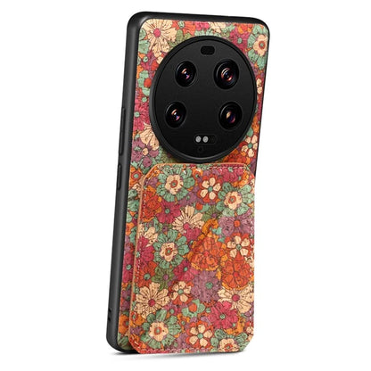 For Xiaomi 13 Ultra Flower Phone Case Card Holder Kickstand Cover