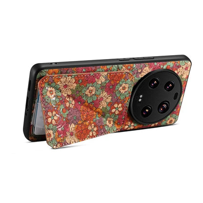 For Xiaomi 13 Ultra Flower Phone Case Card Holder Kickstand Cover