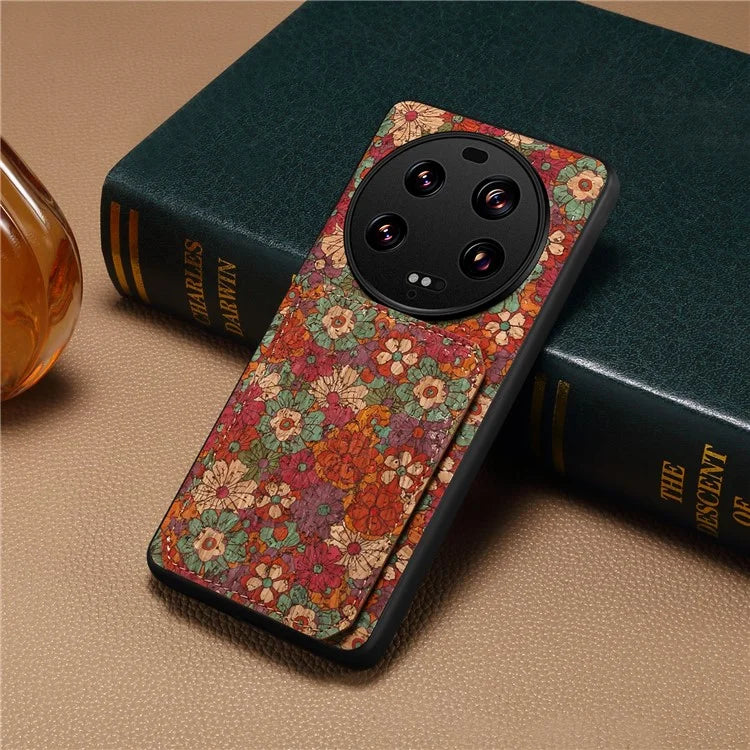 For Xiaomi 13 Ultra Flower Phone Case Card Holder Kickstand Cover
