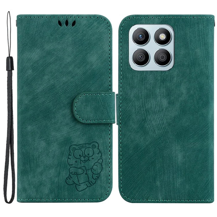 For Honor X8b 4G Leather Case Tiger Pattern Phone Cover with Wallet Stand