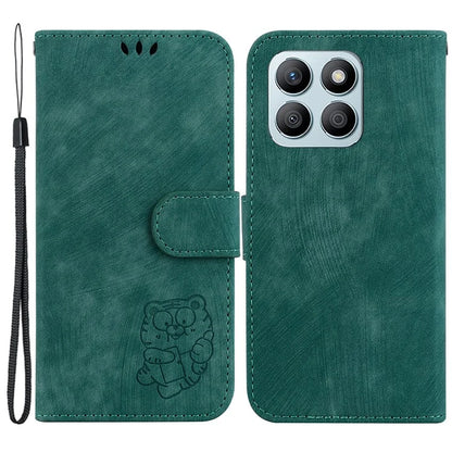 For Honor X8b 4G Leather Case Tiger Pattern Phone Cover with Wallet Stand