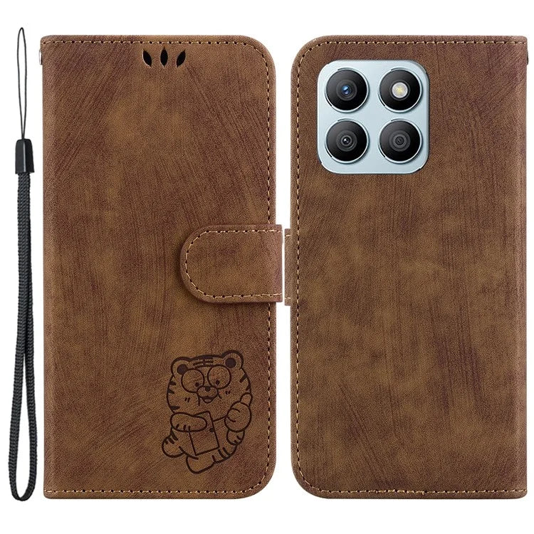 For Honor X8b 4G Leather Case Tiger Pattern Phone Cover with Wallet Stand