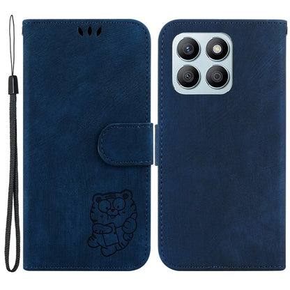 For Honor X8b 4G Leather Case Tiger Pattern Phone Cover with Wallet Stand