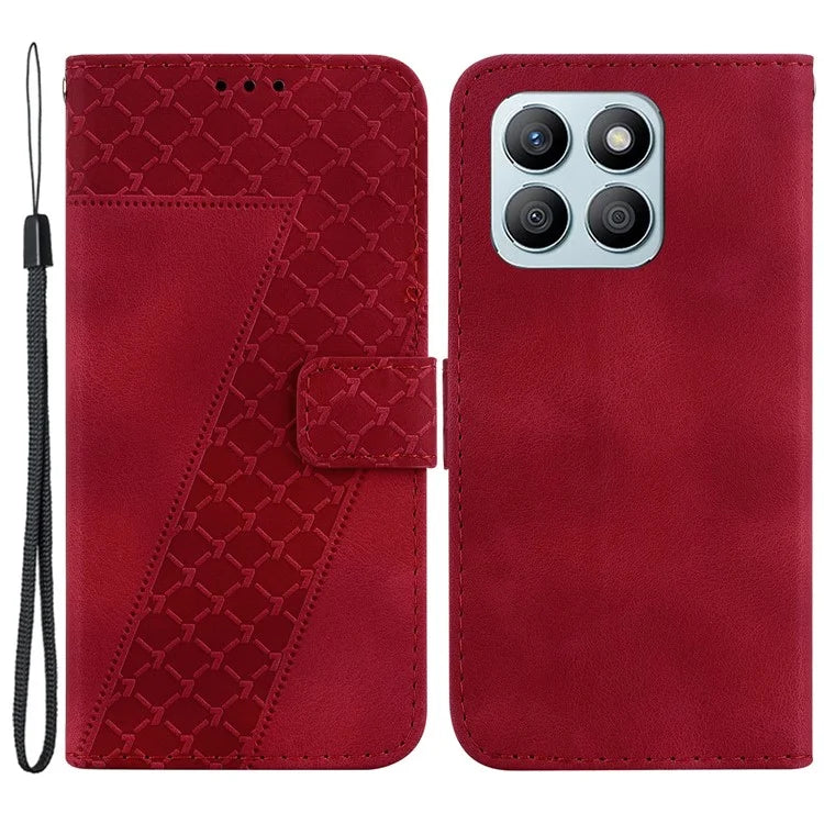 For Honor X8b 4G Cell Phone Case PU Leather 7-Shape Imprinted Stand Cover