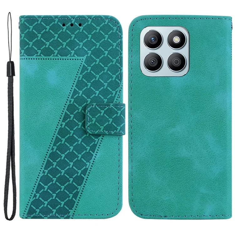 For Honor X8b 4G Cell Phone Case PU Leather 7-Shape Imprinted Stand Cover