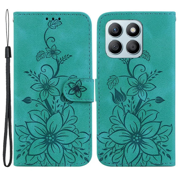 For Honor X8b 4G Case Wallet Imprinted Flower Leather Phone Cover