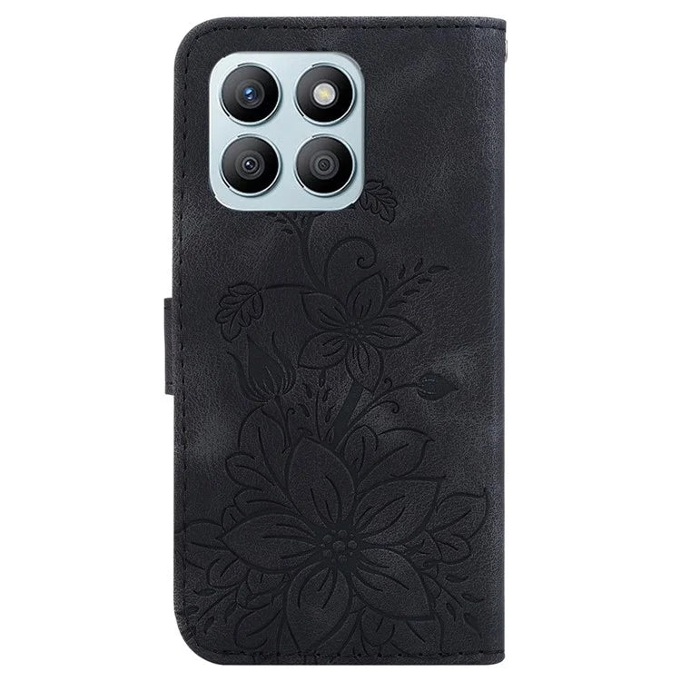 For Honor X8b 4G Case Wallet Imprinted Flower Leather Phone Cover