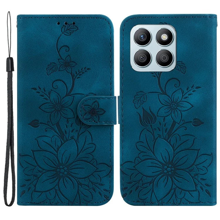 For Honor X8b 4G Case Wallet Imprinted Flower Leather Phone Cover