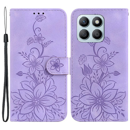 For Honor X8b 4G Case Wallet Imprinted Flower Leather Phone Cover