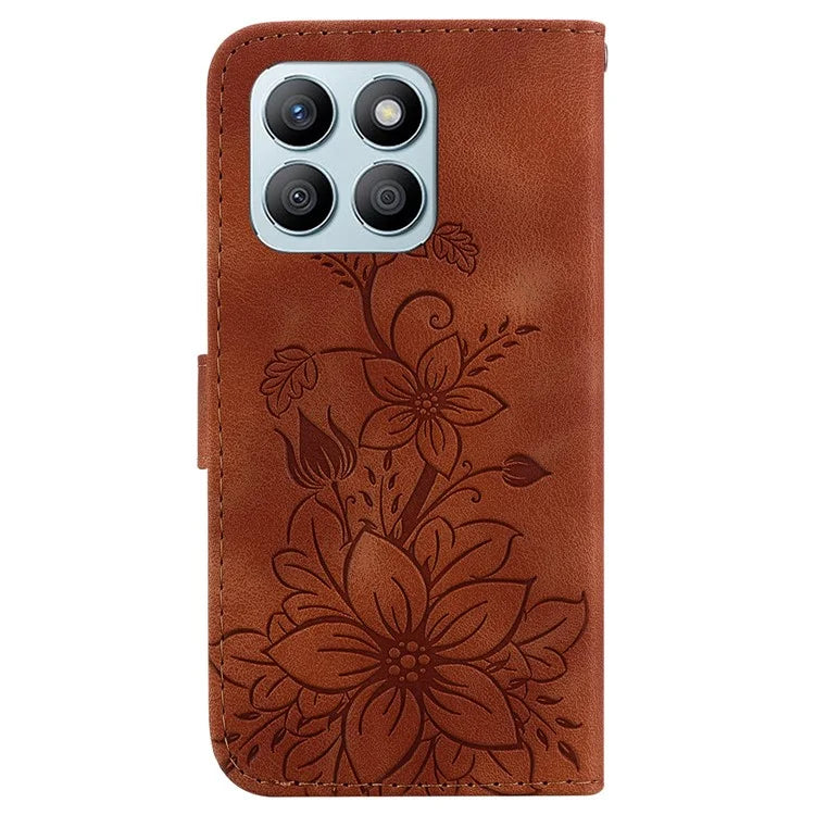 For Honor X8b 4G Case Wallet Imprinted Flower Leather Phone Cover