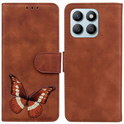 For Honor X8b 4G Wallet Case Skin-touch Leather Phone Cover Butterfly Pattern
