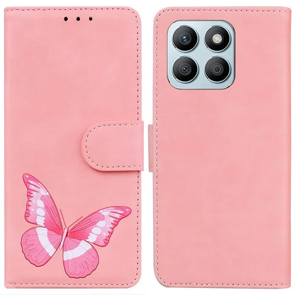 For Honor X8b 4G Wallet Case Skin-touch Leather Phone Cover Butterfly Pattern