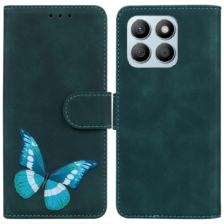 For Honor X8b 4G Wallet Case Skin-touch Leather Phone Cover Butterfly Pattern