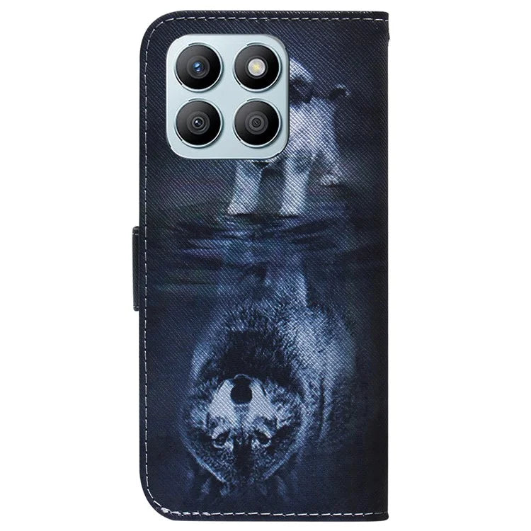 For Honor X8b 4G Wallet Case Leather Phone Cover Pattern Printing and Wolf