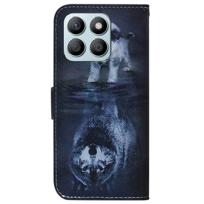 For Honor X8b 4G Wallet Case Leather Phone Cover Pattern Printing and Wolf
